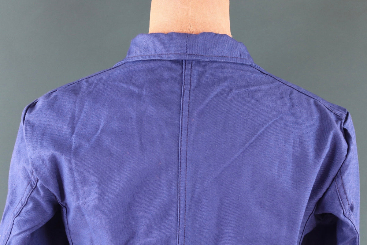 Vintage 1940s Swedish military hospital jacket - indigo cotton chore coat - 41" chest
