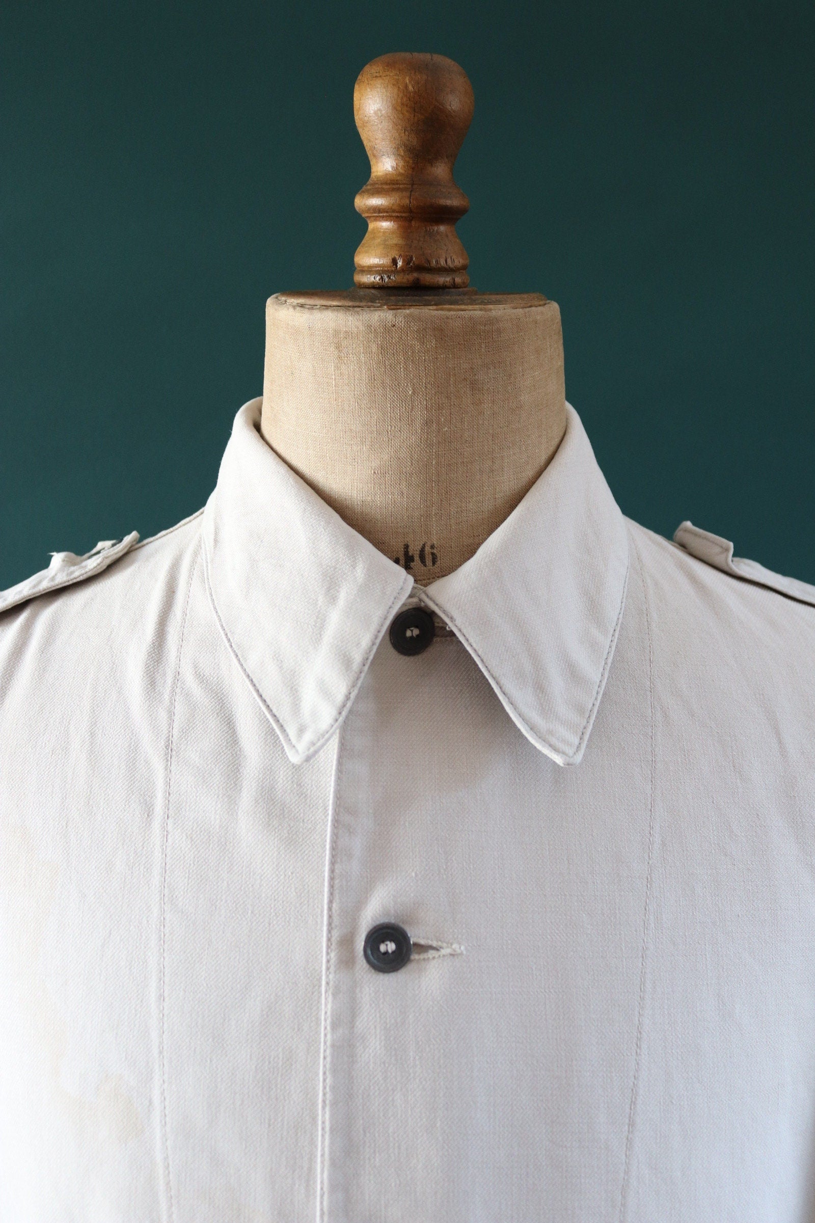 Vintage 1930s 30s 1940s 40s Swedish WW2 military civil defence army field cotton jacket tunic 41” chest work workwear chore