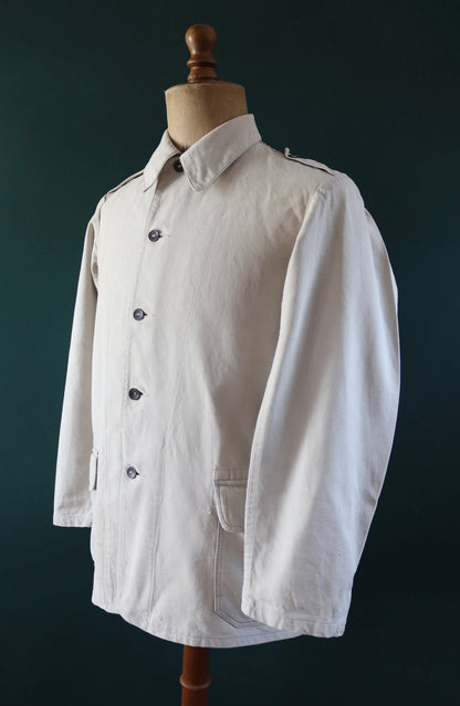 Vintage 1930s 30s 1940s 40s Swedish WW2 military civil defence army field cotton jacket tunic 41” chest work workwear chore