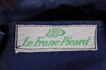 Vintage French blue workwear jacket 1960s pompier fireman cotton twill work chore faded 46” chest bleu de travail