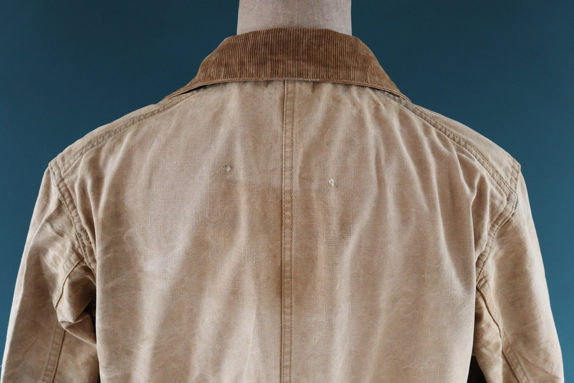 Vintage 1920s 20s tin cloth duck cotton canvas hunting shooting jacket 48” chest Hettrick American workwear work chore