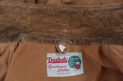 Vintage 1940s 40s 1950s 50s Duxbak duck cotton canvas tin cloth hunting shooting jacket 52” chest workwear work chore