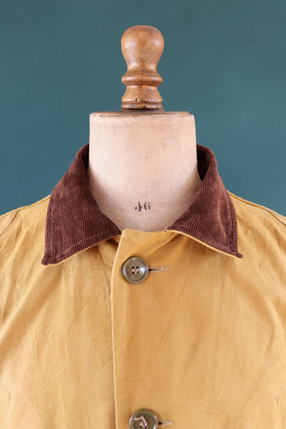 Vintage 1960s 60s Woods brown tin cloth duck cotton canvas hunting shooting jacket 54” chest workwear work chore Canadian