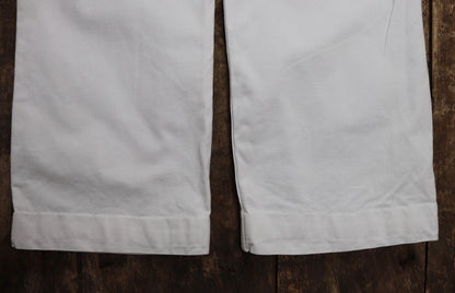 Vintage French trousers pants white cotton 1960s Marine Nationale navy naval 27” x 29” riviera beach bell bottoms fall front