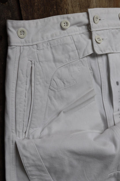 Vintage French trousers pants white cotton 1960s Marine Nationale navy naval 27” x 29” riviera beach bell bottoms fall front