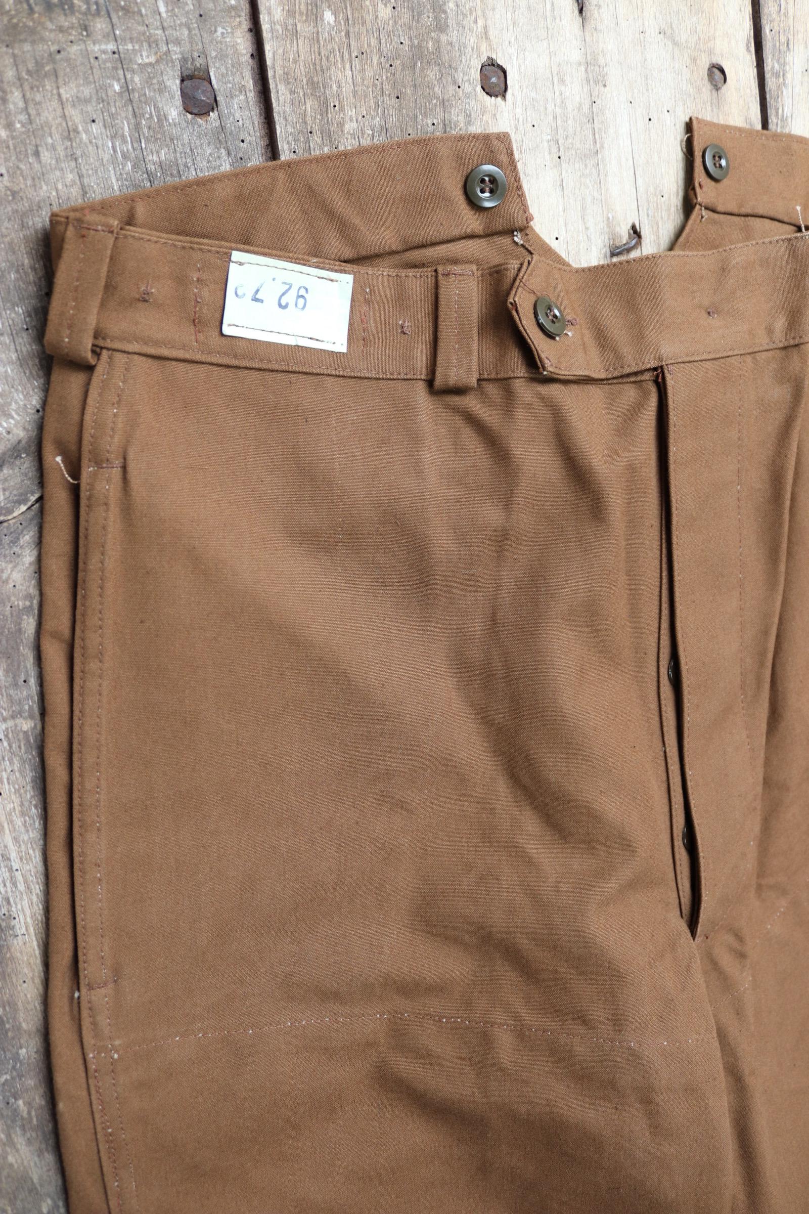 Vintage French chore trousers pants workwear 1960s 1970s SNCF railway railroad engineer work 37” x 28” duck cotton canvas buckle back