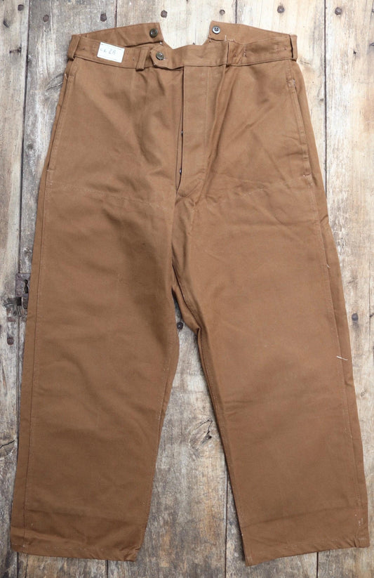 Vintage French chore trousers pants workwear 1960s 1970s SNCF railway railroad engineer work 37” x 28” duck cotton canvas buckle back