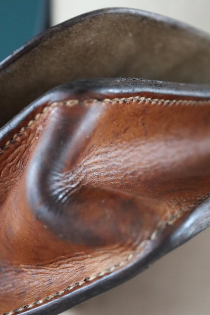 Vintage 1930s 40s brown leather bag - Swedish military workwear - shoulder satchel - luggage for tablet,