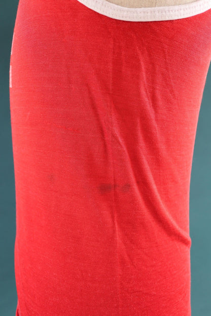 Vintage 1960s 60s vest singlet red white nylon durene 14 athletics sportswear basketball 37" chest