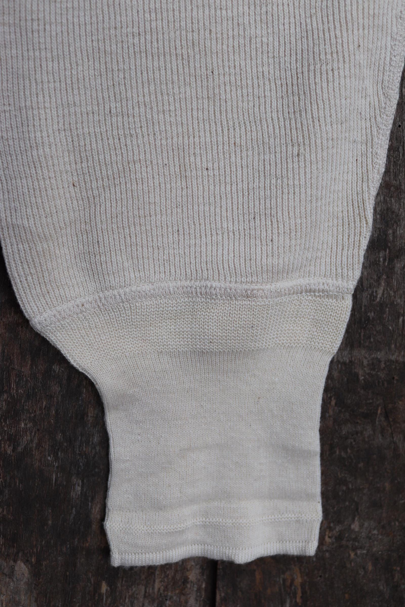 Vintage 1940s WW2 Swedish military underwear - ecru white ribbed cotton long johns - thermal loungewear - 34" x 26"
