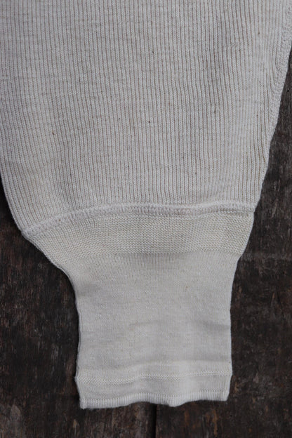Vintage 1940s WW2 Swedish military underwear - ecru white ribbed cotton long johns - thermal loungewear - 34" x 26"