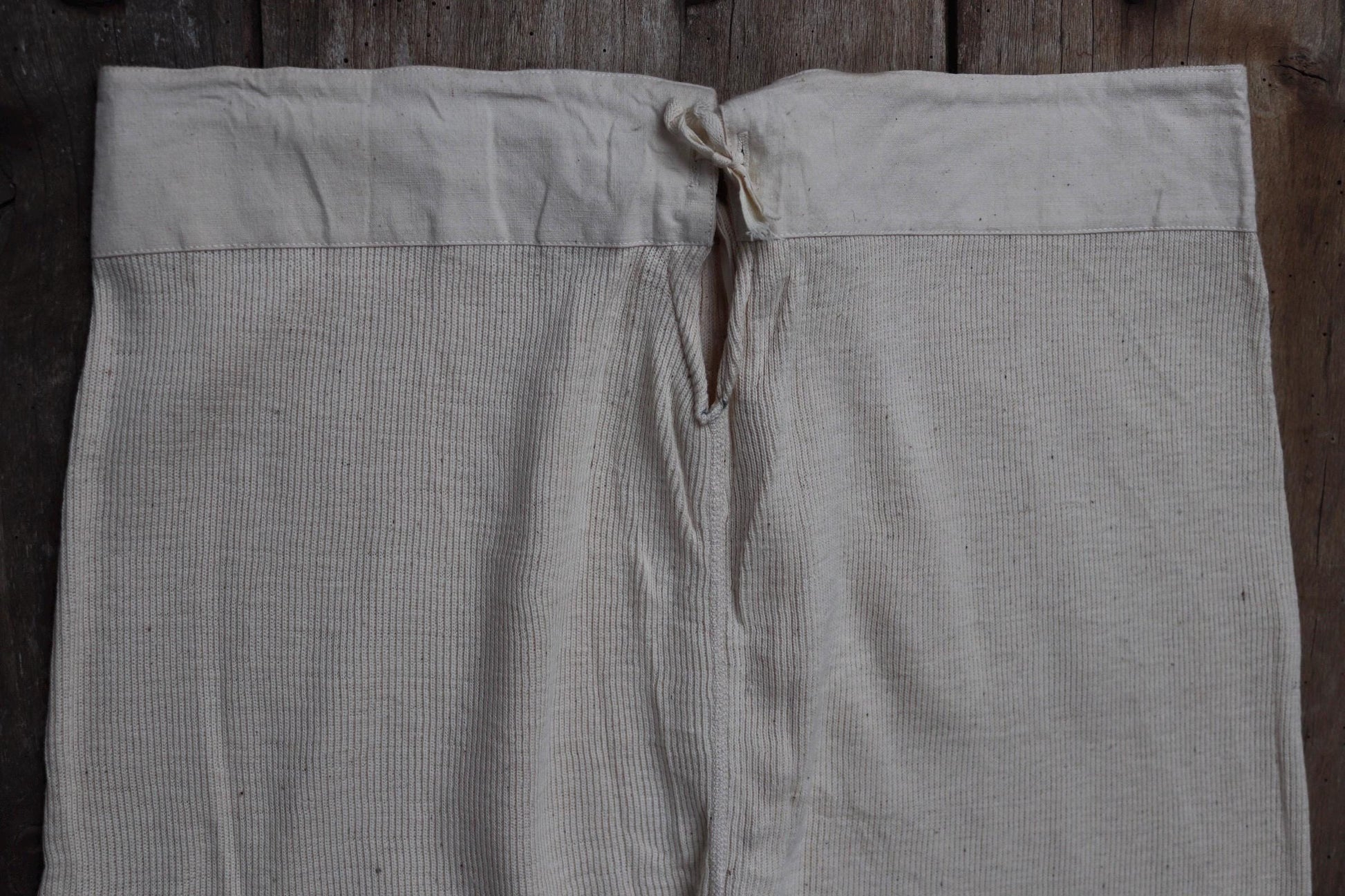 Vintage 1940s WW2 Swedish military underwear - ecru white ribbed cotton long johns - thermal loungewear - 34" x 26"