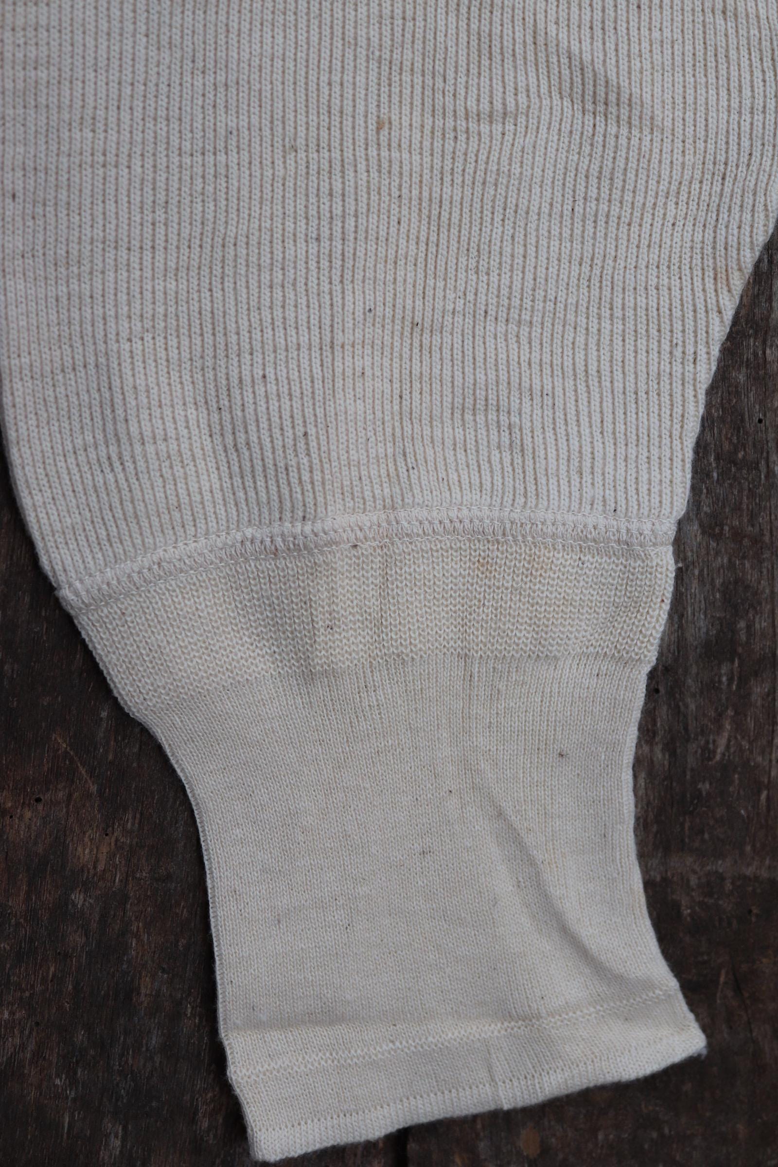 Vintage 1940s WW2 underwear - unworn long johns - Swedish army military - ecru white fleck ribbed cotton - thermal loungewear - 34" x 26"