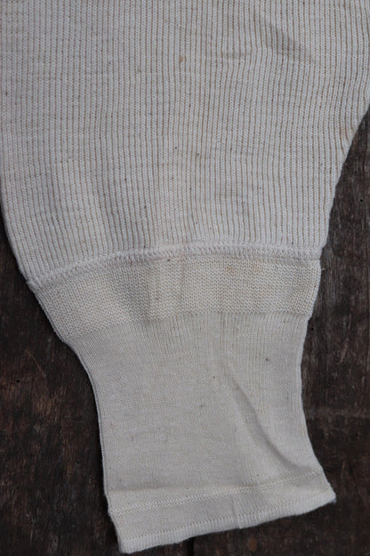 Vintage 1940s WW2 underwear - unworn long johns - Swedish army military - ecru white fleck ribbed cotton - thermal loungewear - 34" x 26"