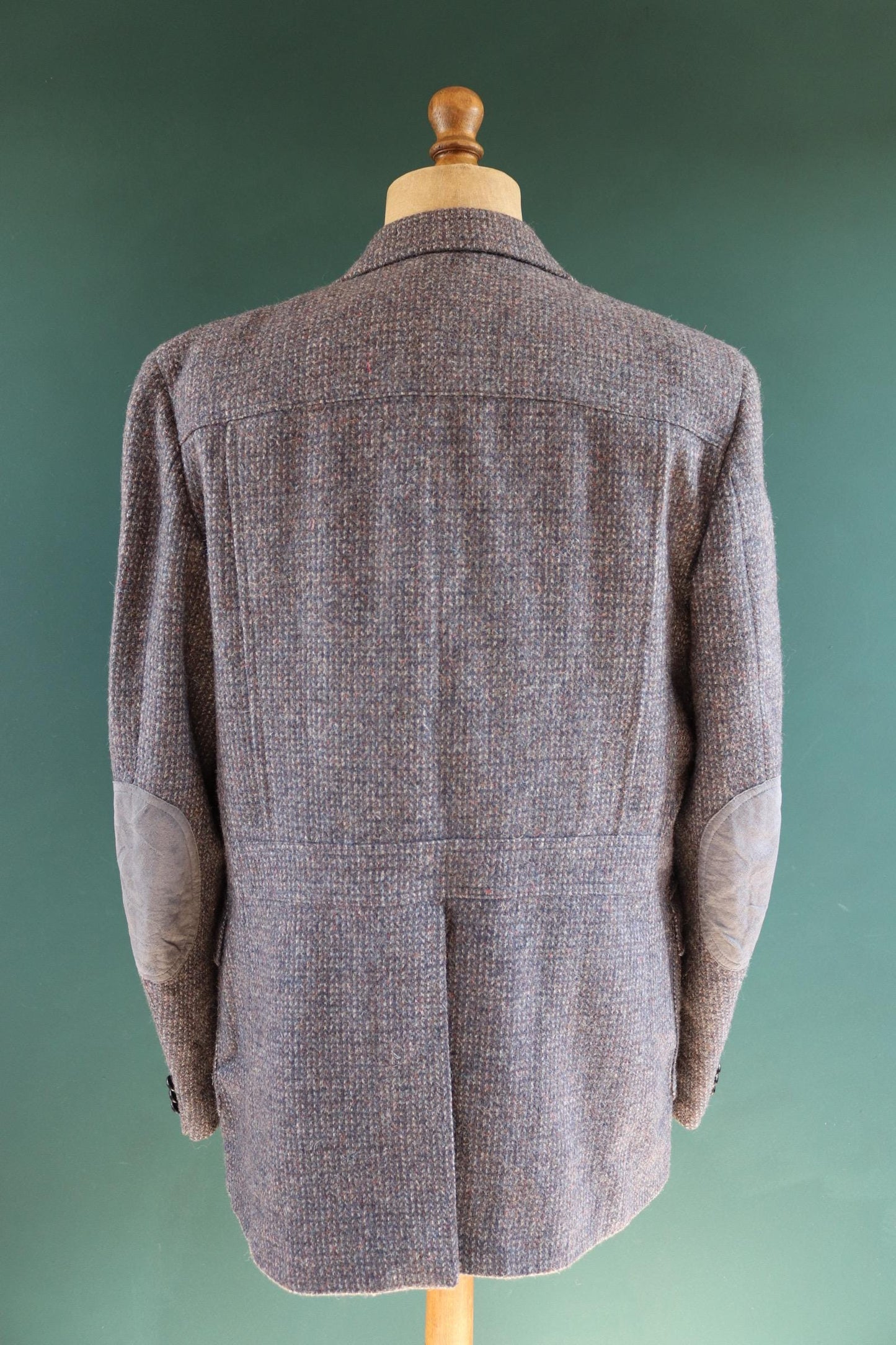 Vintage 1980s 90s Pendleton jacket - grey blue wool tweed - Western sports suit blazer - 44" chest - elbow patches - half belt action back