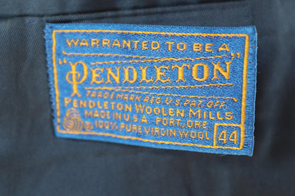 Vintage 1980s 80s 1990s 90s Pendleton grey blue wool tweed sports suit Western blazer jacket 44" chest elbow patches half belt action back