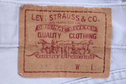 Vintage 1990s 90s Levis 517 Levi Strauss off white grey red tab small e denim jeans button fly 31” x 28” mod