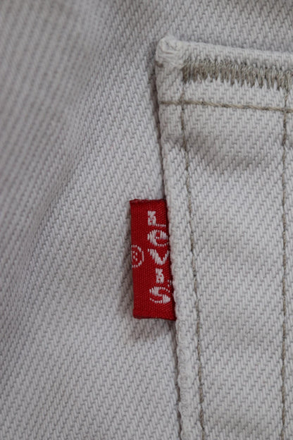 Vintage 1990s 90s Levis 517 Levi Strauss off white grey red tab small e denim jeans button fly 31” x 28” mod