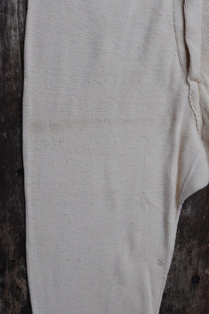 Vintage 1940s WW2 Swedish military underwear - ecru white ribbed cotton long johns - thermal loungewear - 34" x 26"
