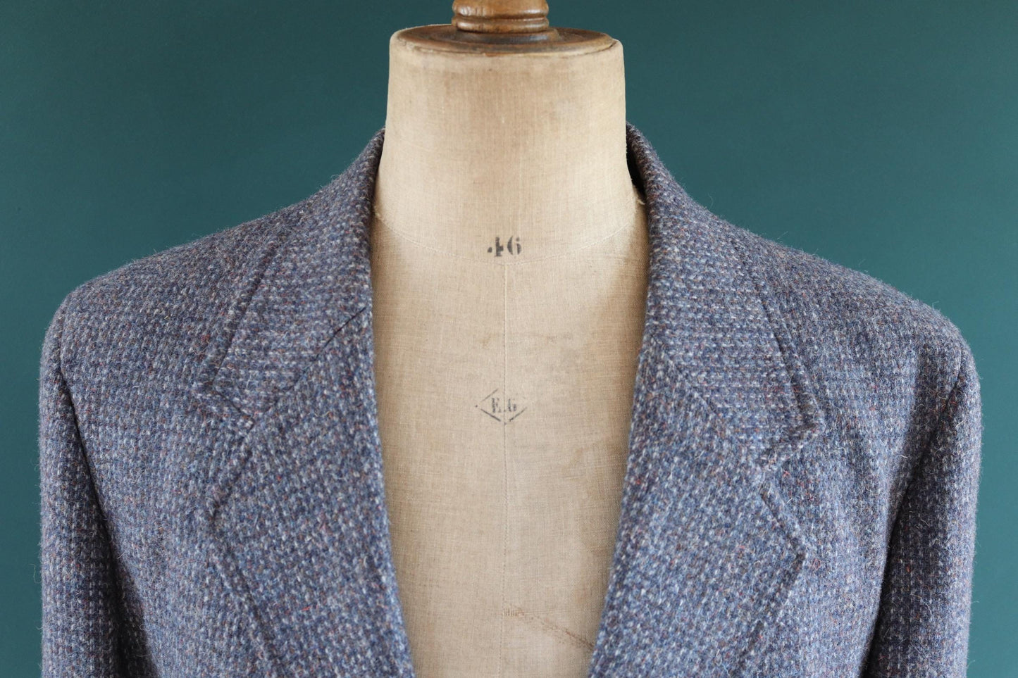 Vintage 1980s 90s Pendleton jacket - grey blue wool tweed - Western sports suit blazer - 44" chest - elbow patches - half belt action back