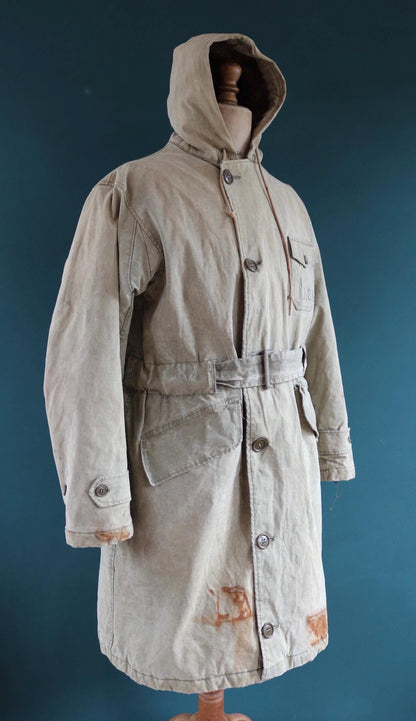 Vintage WW2 torpedo coat - 1940s USN jacket - US navy PT boat deck overcoat - foul weather military parka - 44” chest