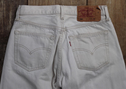Vintage 2000s Levis 501 white denim jeans - Levi Strauss red tab - small e - button fly - 29” x 31” - mod