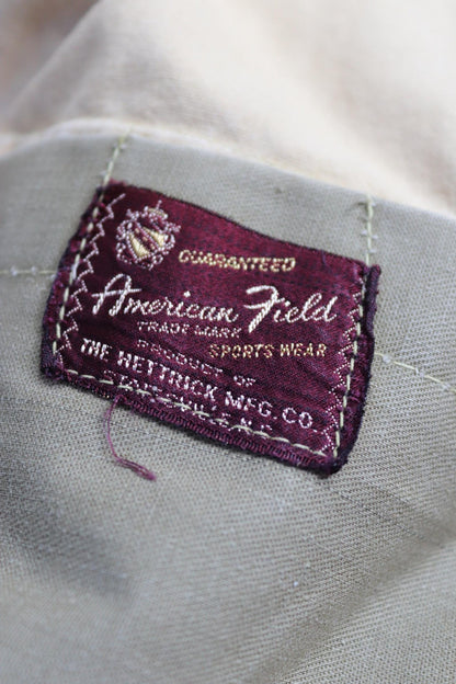 Vintage 1950s 50s 1960s 60s American Field Hettrick tan brown duck cotton canvas jacket hunting shooting American 50” chest workwear chore