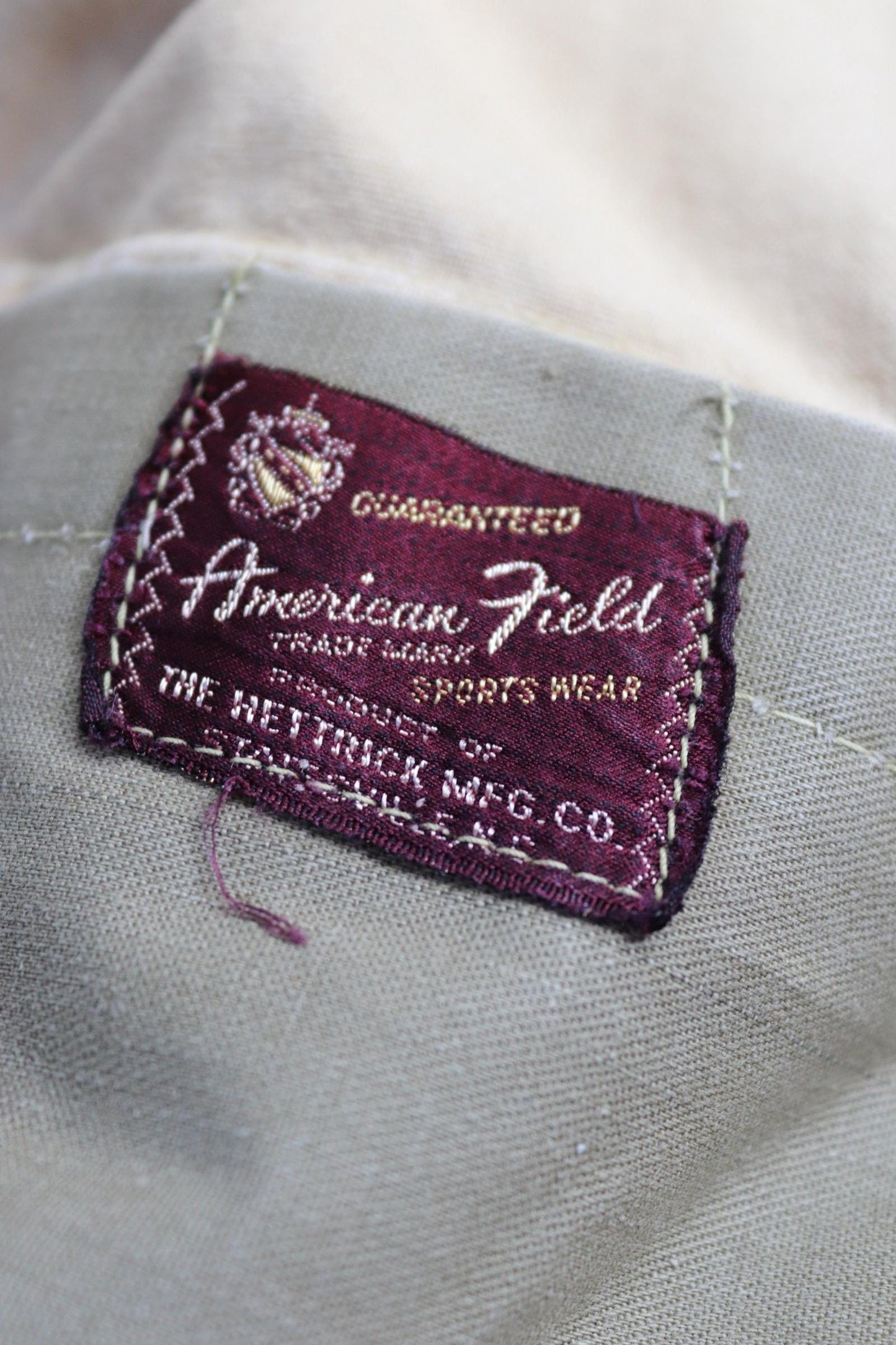 Vintage 1950s 60s workwear jacket - hunting - American Field Hettrick - tan brown duck cotton canvas - 50” chest