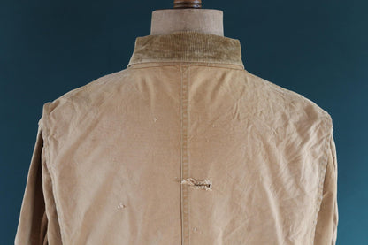 Vintage 1940s 40s Duxbak Utica Aero tan brown duck cotton canvas jacket hunting shooting American 51” chest work workwear chore