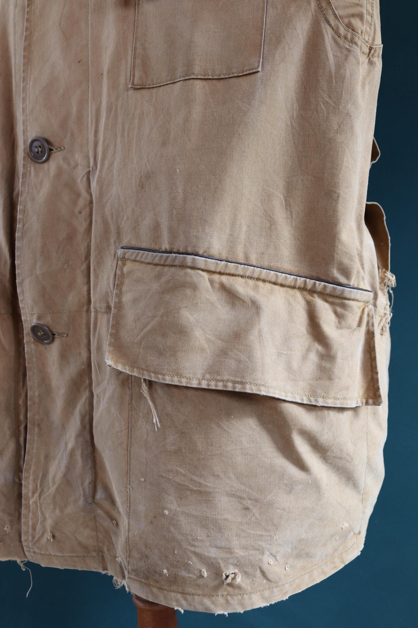 Vintage 1940s hunting workwear jacket - Utica Duxbak - tan brown duck cotton canvas - American chore - 51” chest