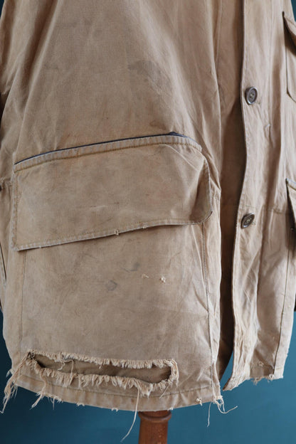 Vintage 1940s hunting workwear jacket - Utica Duxbak - tan brown duck cotton canvas - American chore - 51” chest