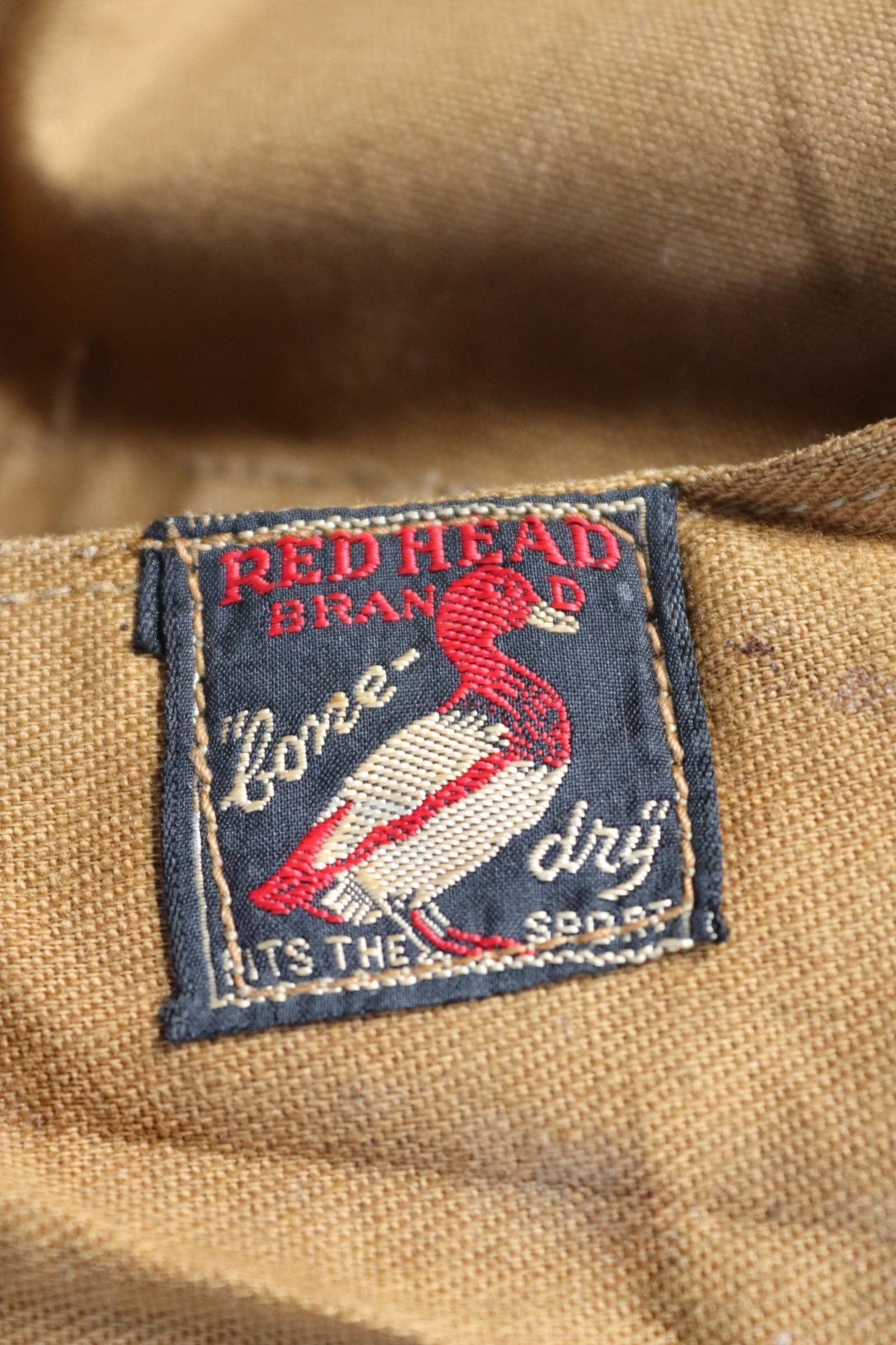 Vintage 1930s 30s 1940s 40s Red Head tin cloth duck cotton canvas hunting shooting jacket 47” chest Red Head American workwear work chore