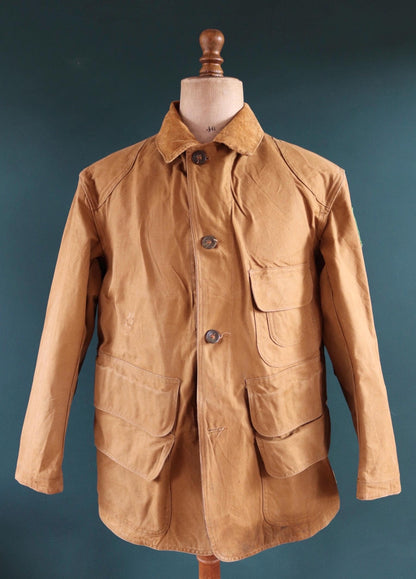 Vintage 1930s 30s 1940s 40s Red Head tin cloth duck cotton canvas hunting shooting jacket 47” chest Red Head American workwear work chore