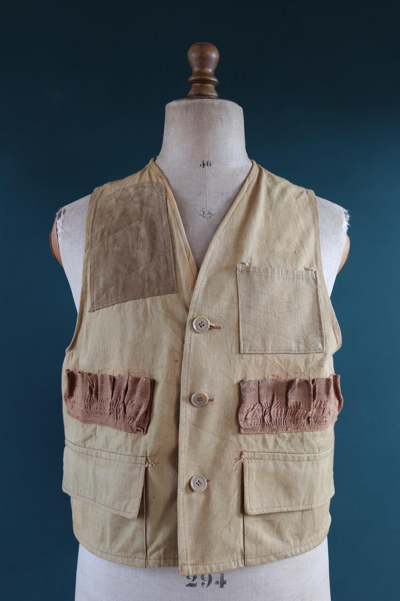 Vintage 1970s 70s 1980s 80s Nesco cotton canvas duck hunting shooting vest waistcoat 43” chest workwear work chore made in Japan