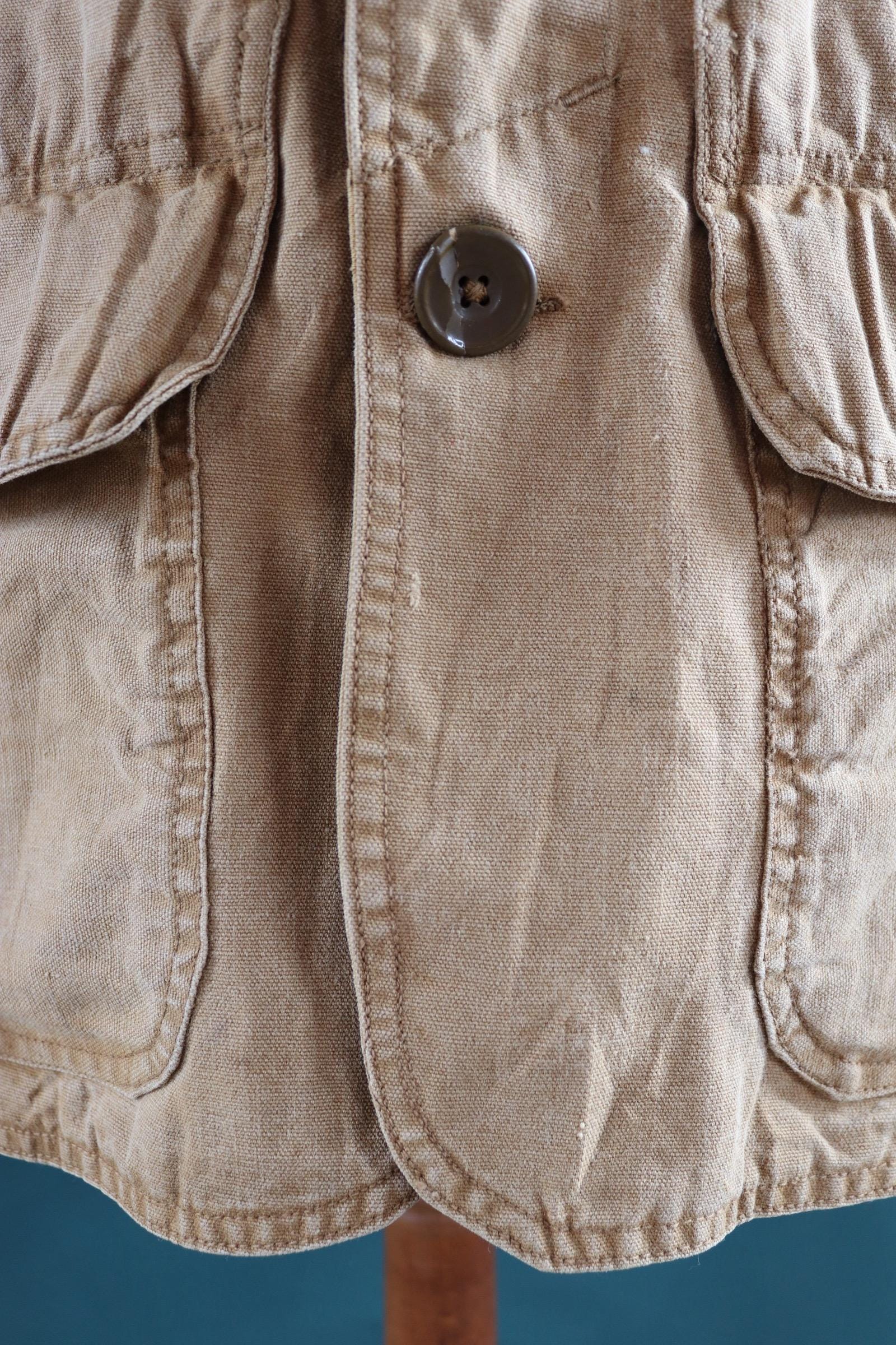 Vintage 1920s 20s 1930s 30s tin cloth duck cotton canvas hunting shooting jacket 46” chest Hettrick American workwear work chore