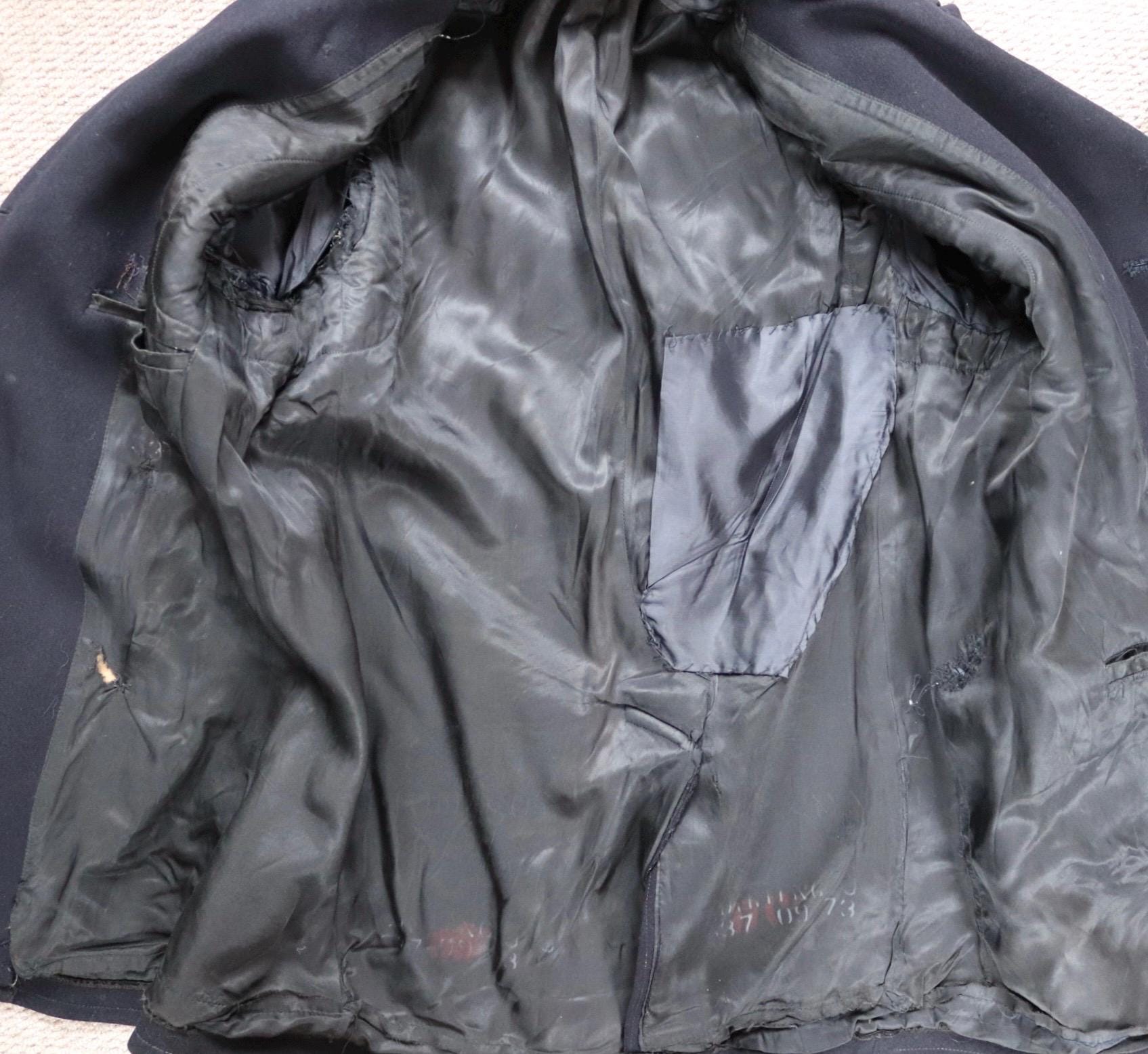 Vintage 1940s 40s WW2 midnight blue USN US navy naval wool pea deck coat jacket 41" chest military double breasted reefer