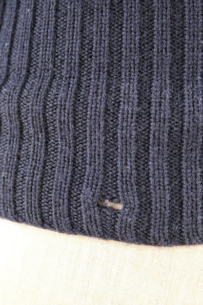Vintage 1960s 60s American USA blue wool knitted varsity Ivy League style v neck long rib A chenille patch jumper sweater knitwear 40” chest