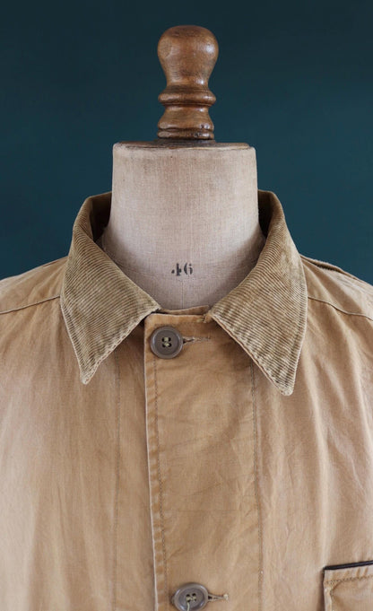 Vintage 1940s hunting workwear jacket - Utica Duxbak - tan brown duck cotton canvas - American chore - 51” chest