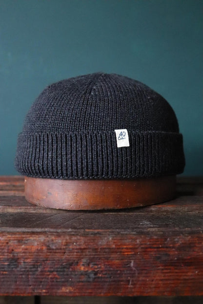 40 Colori 100% merino wool fisherman’s beanie hat watch cap charcoal grey made in Italy