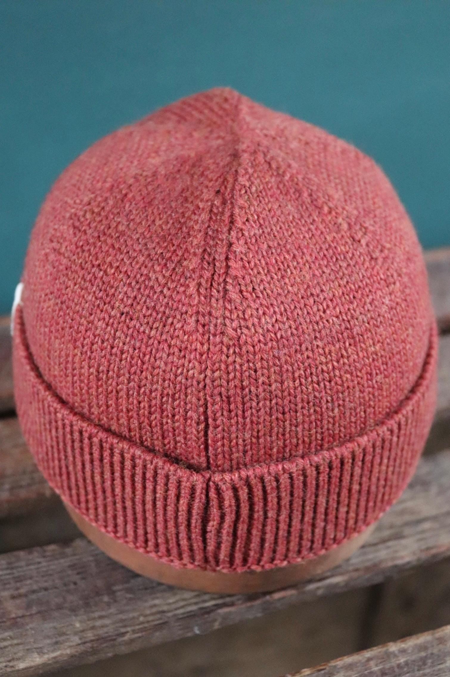 40 Colori 100% merino wool fisherman’s beanie hat watch cap rust brown made in Italy