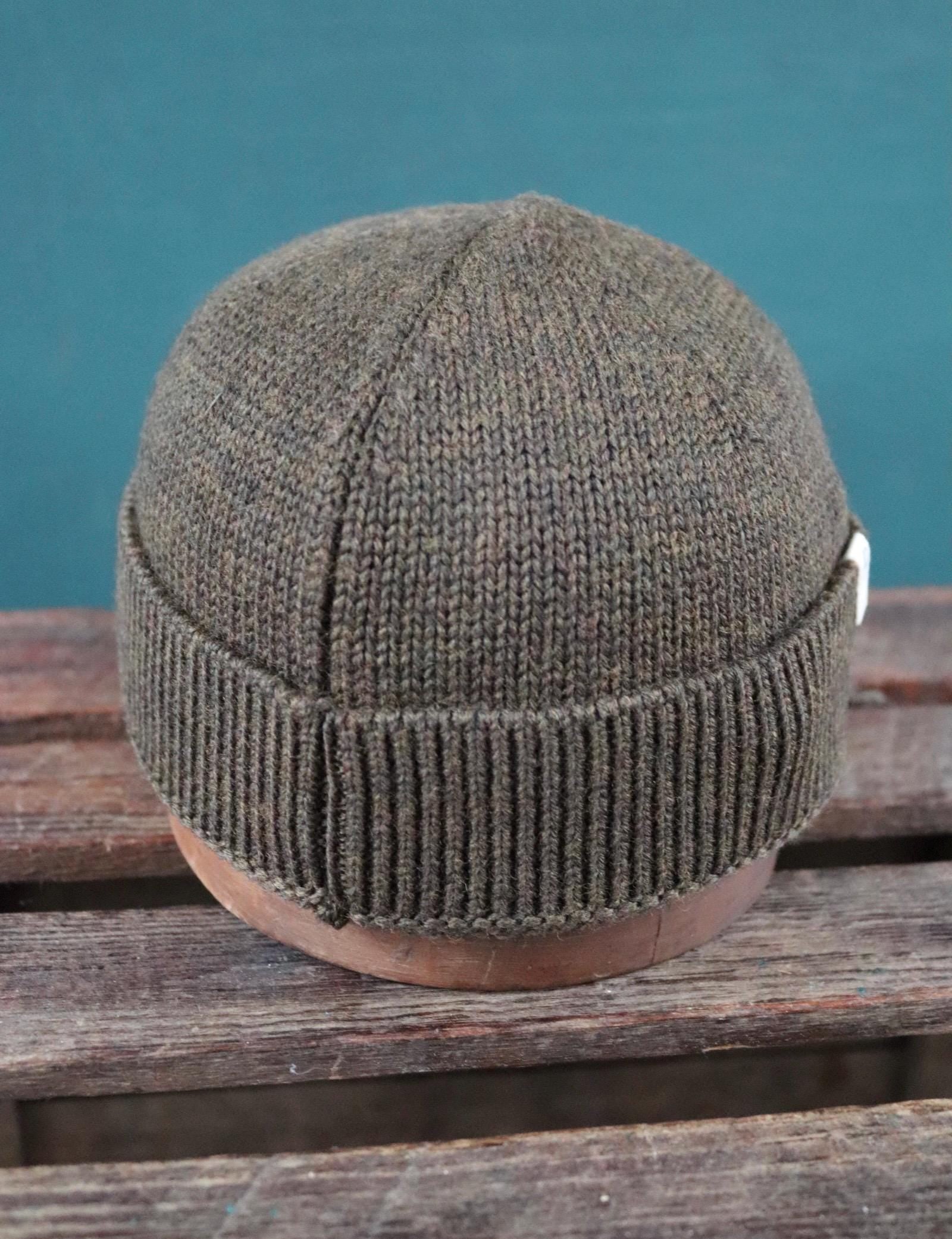 40 Colori 100% merino wool fisherman’s beanie hat watch cap dark army green made in Italy
