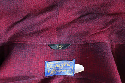 Vintage 1930s 30s 1940s 40s Pendleton red burgundy maroon tartan shadow plaid wool dressing gown robe belted made in USA smoking jacket 50”