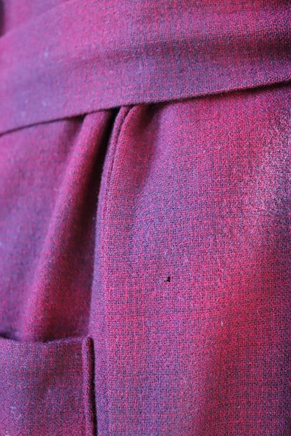 Vintage 1930s 30s 1940s 40s Pendleton red burgundy maroon tartan shadow plaid wool dressing gown robe belted made in USA smoking jacket 50”