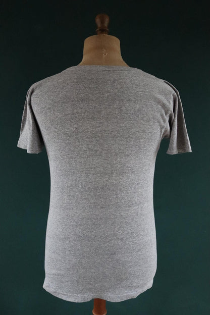 Vintage 1980s 80s Champion 50/50 cotton rayon grey heather marl t shirt 37” chest sports sportswear made in USA