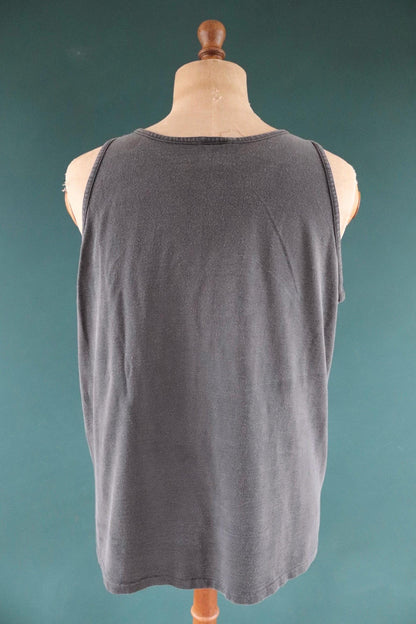 Vintage 1990s t shirt - faded black vest - Gorilla Snot music - neon print cotton singlet - sportswear - 44” chest