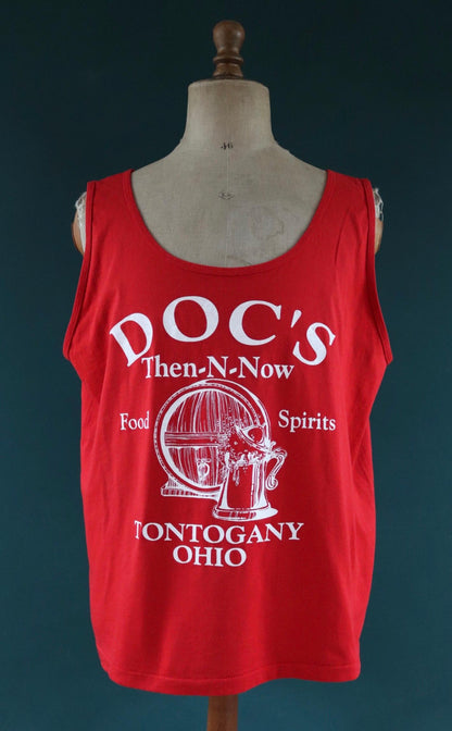Vintage 1990s 90s red bar pub Ohio print cotton singlet vest sports sportswear t shirt 48” chest