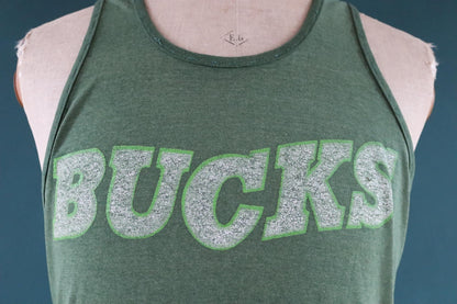 Vintage 1980s t shirt - green vest - Bucks print - cotton sportswear singlet - 39” chest