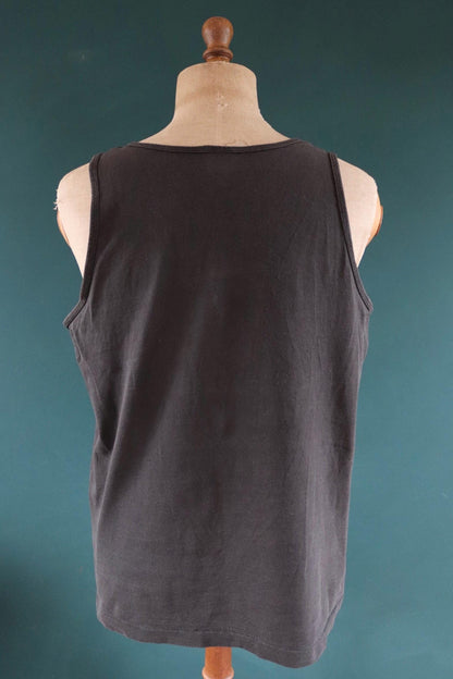 Vintage 1990s 90s Fruit of the Loom faded black neon Daytona Beach tourist souvenir vest singlet t shirt 43” chest