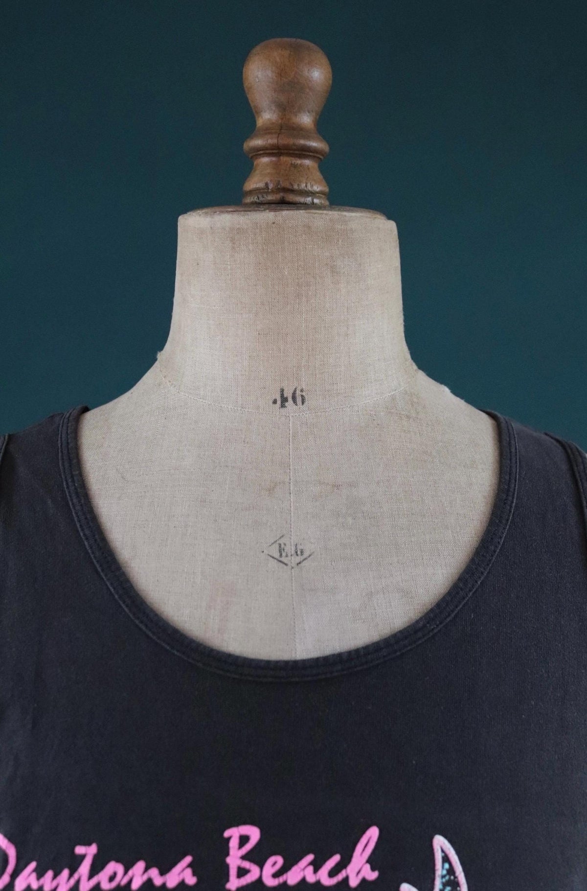 Vintage 1990s Daytona Beach tank top - faded black vest - 43" chest