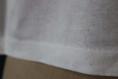 Vintage 1980s cropped t shirt - white neon - surf sportswear - 43" chest
